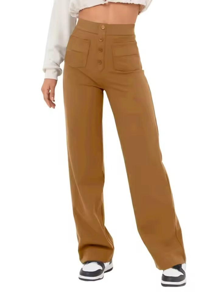 Floridia Parro™ Pantaloni casual elasticizzati a vita alta da donna