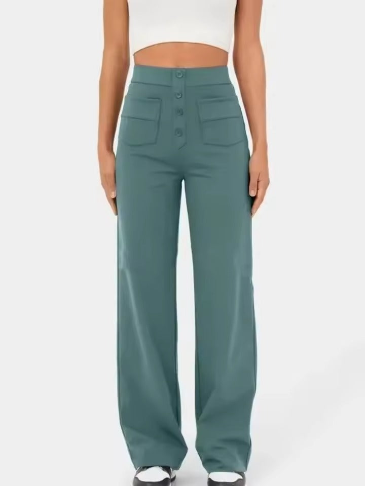 Floridia Parro™ Pantaloni casual elasticizzati a vita alta da donna