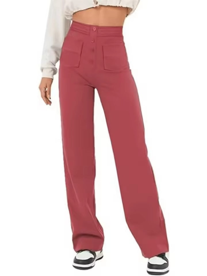 Floridia Parro™ Pantaloni casual elasticizzati a vita alta da donna