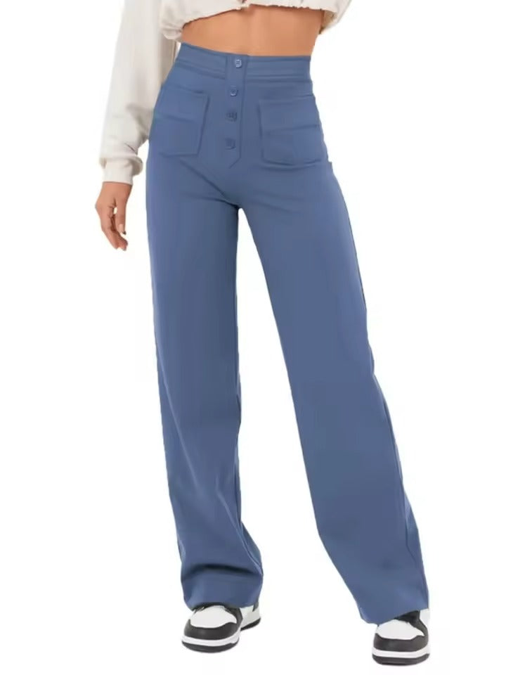 Floridia Parro™ Pantaloni casual elasticizzati a vita alta da donna