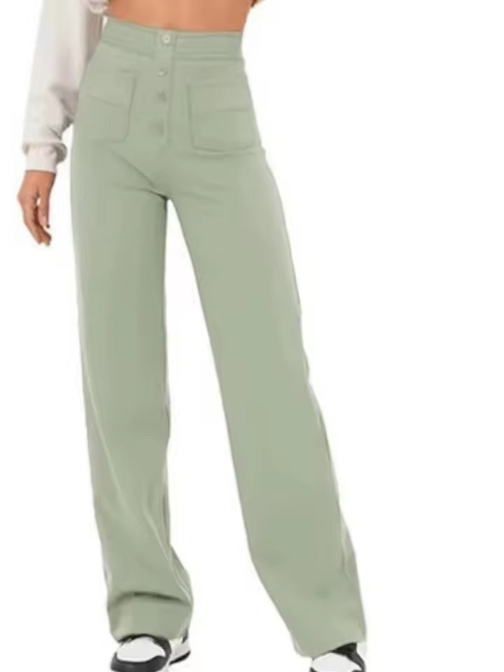 Floridia Parro™ Pantaloni casual elasticizzati a vita alta da donna