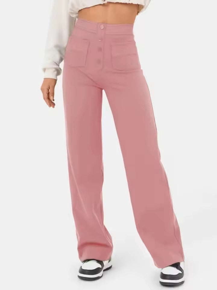 Floridia Parro™ Pantaloni casual elasticizzati a vita alta da donna