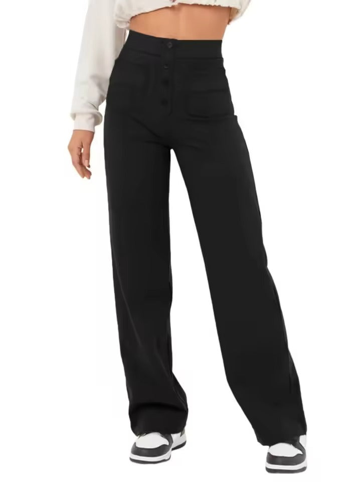 Floridia Parro™ Pantaloni casual elasticizzati a vita alta da donna