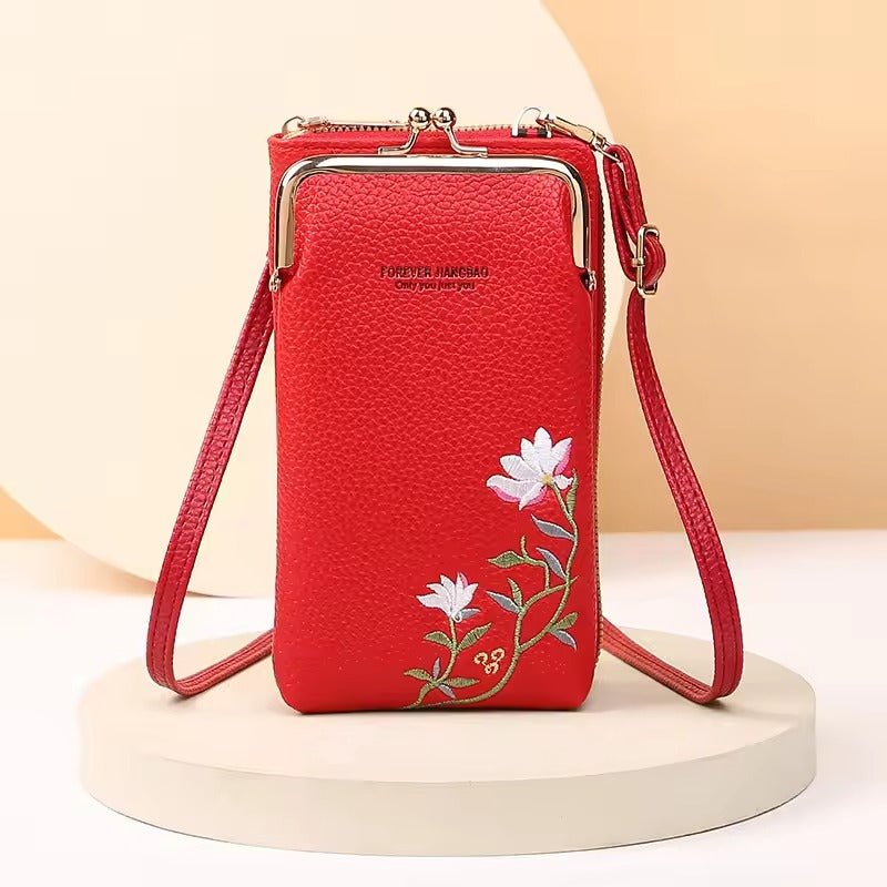 Forever Jiangbao™ Portafoglio a tracolla da donna con porta cellulare
