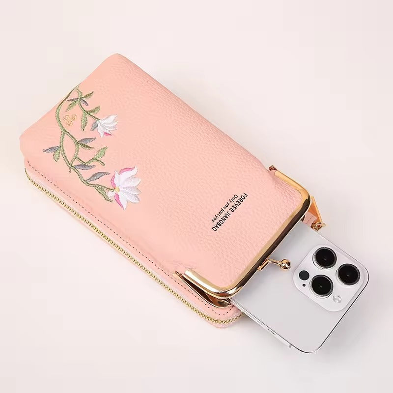 Forever Jiangbao™ Portafoglio a tracolla da donna con porta cellulare
