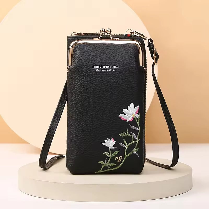 Forever Jiangbao™ Portafoglio a tracolla da donna con porta cellulare