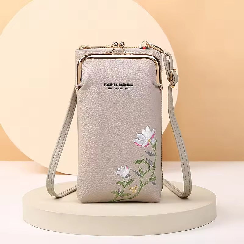 Forever Jiangbao™ Portafoglio a tracolla da donna con porta cellulare