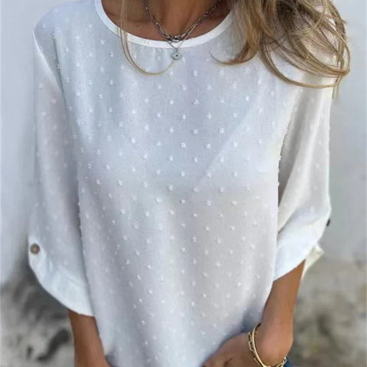 Gaia™ Top casual da donna in jacquard con scollo rotondo