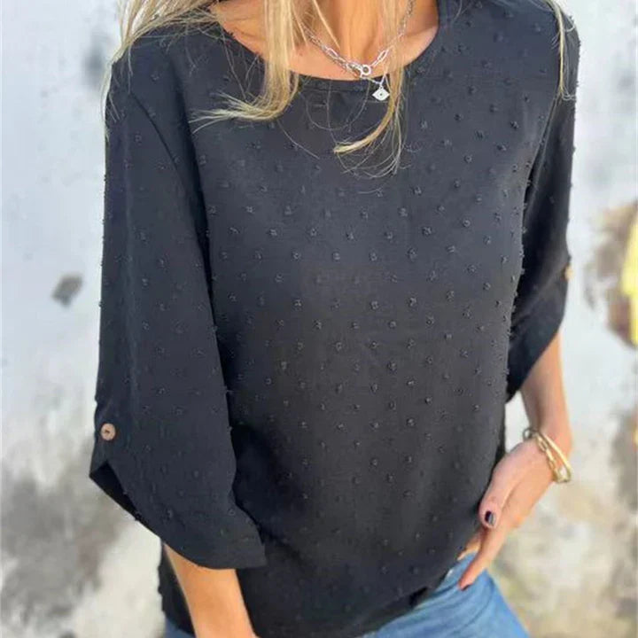 Gaia™ Top casual da donna in jacquard con scollo rotondo