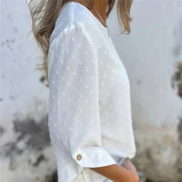 Gaia™ Top casual da donna in jacquard con scollo rotondo