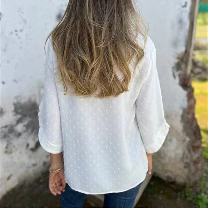 Gaia™ Top casual da donna in jacquard con scollo rotondo