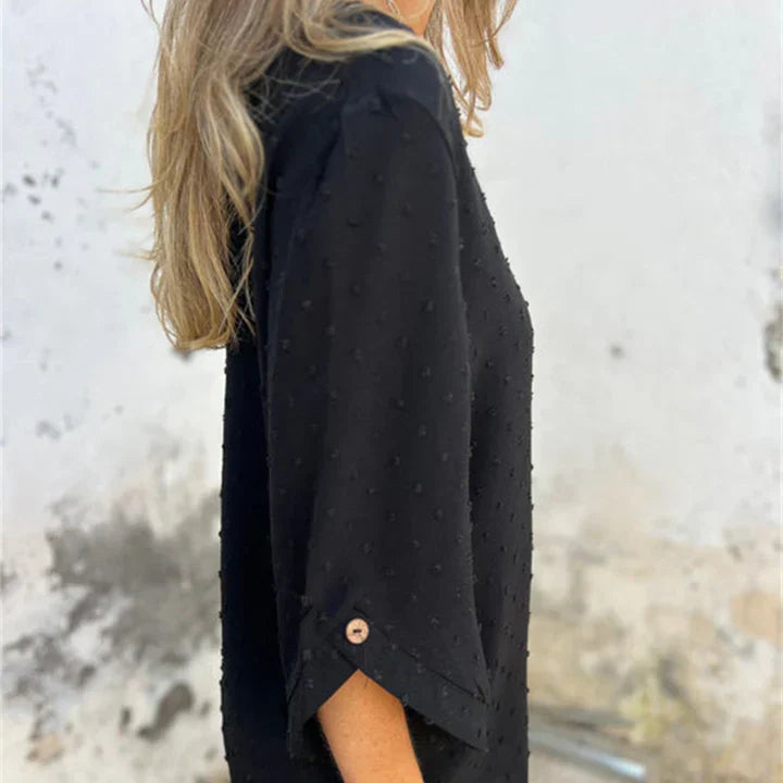 Gaia™ Top casual da donna in jacquard con scollo rotondo