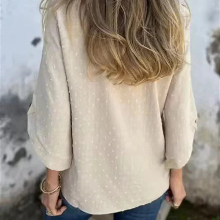 Gaia™ Top casual da donna in jacquard con scollo rotondo