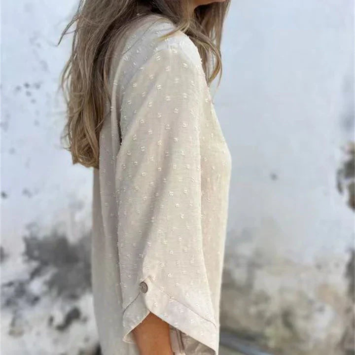 Gaia™ Top casual da donna in jacquard con scollo rotondo