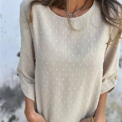 Gaia™ Top casual da donna in jacquard con scollo rotondo