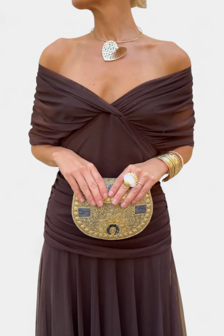 Gemma Beltrozi™ Abito stampato elegante con spalle scoperte