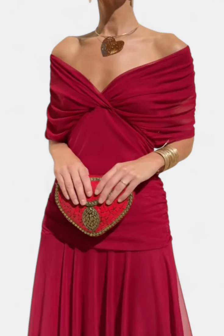 Gemma Beltrozi™ Abito stampato elegante con spalle scoperte
