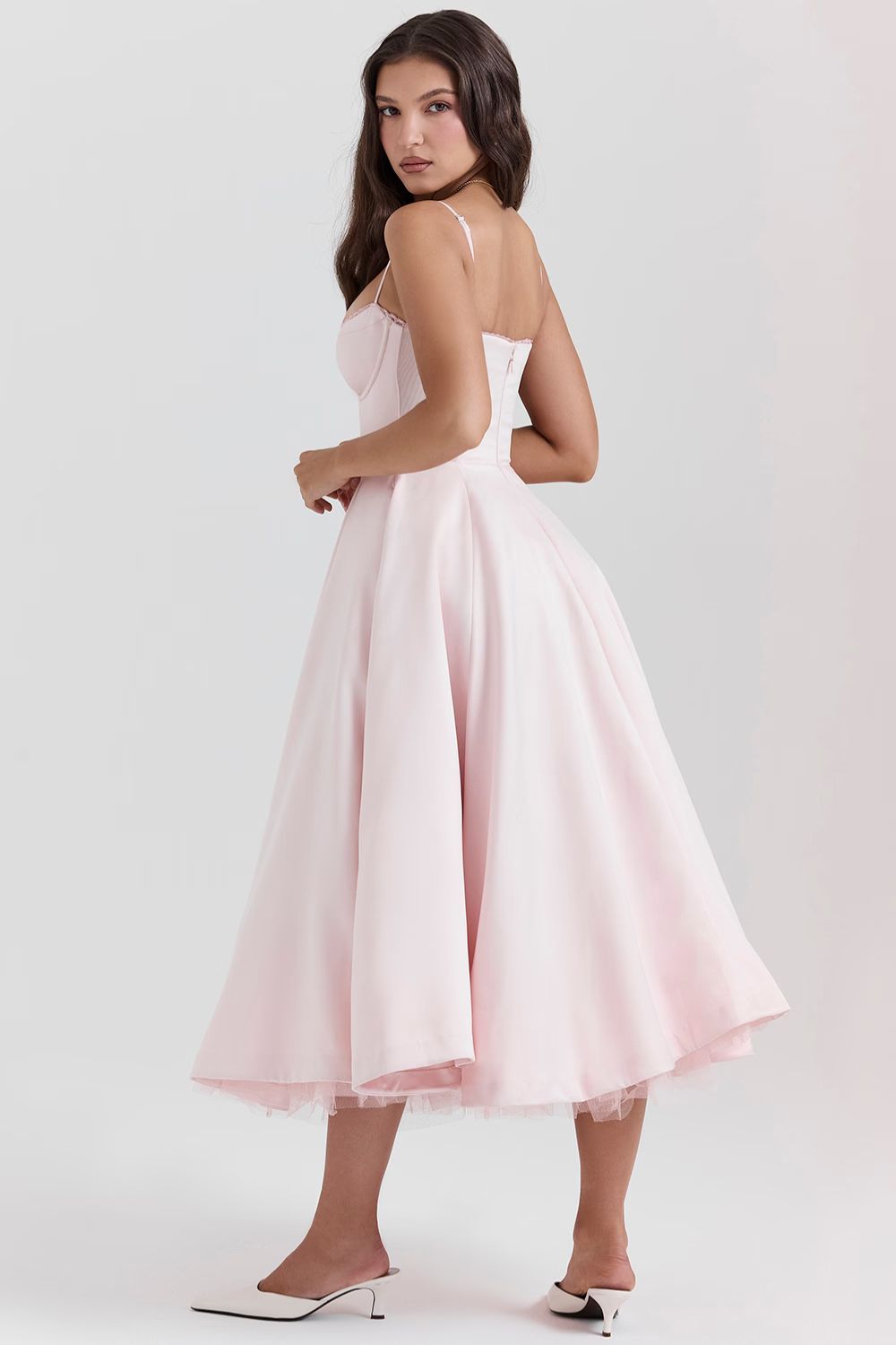 Giacinta Petrilli™ Abito midi con gonna in tulle e spalline regolabili