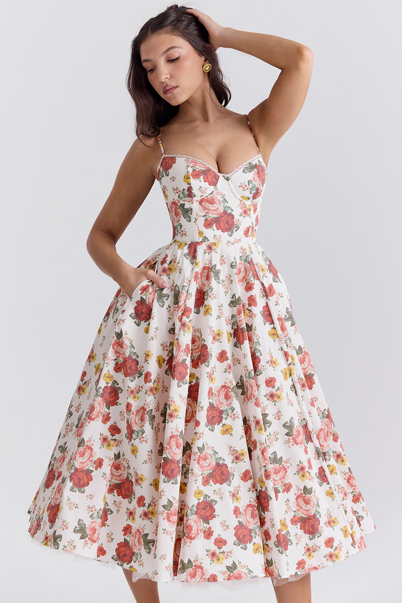 Giacinta Petrilli™ Abito midi con gonna in tulle e spalline regolabili