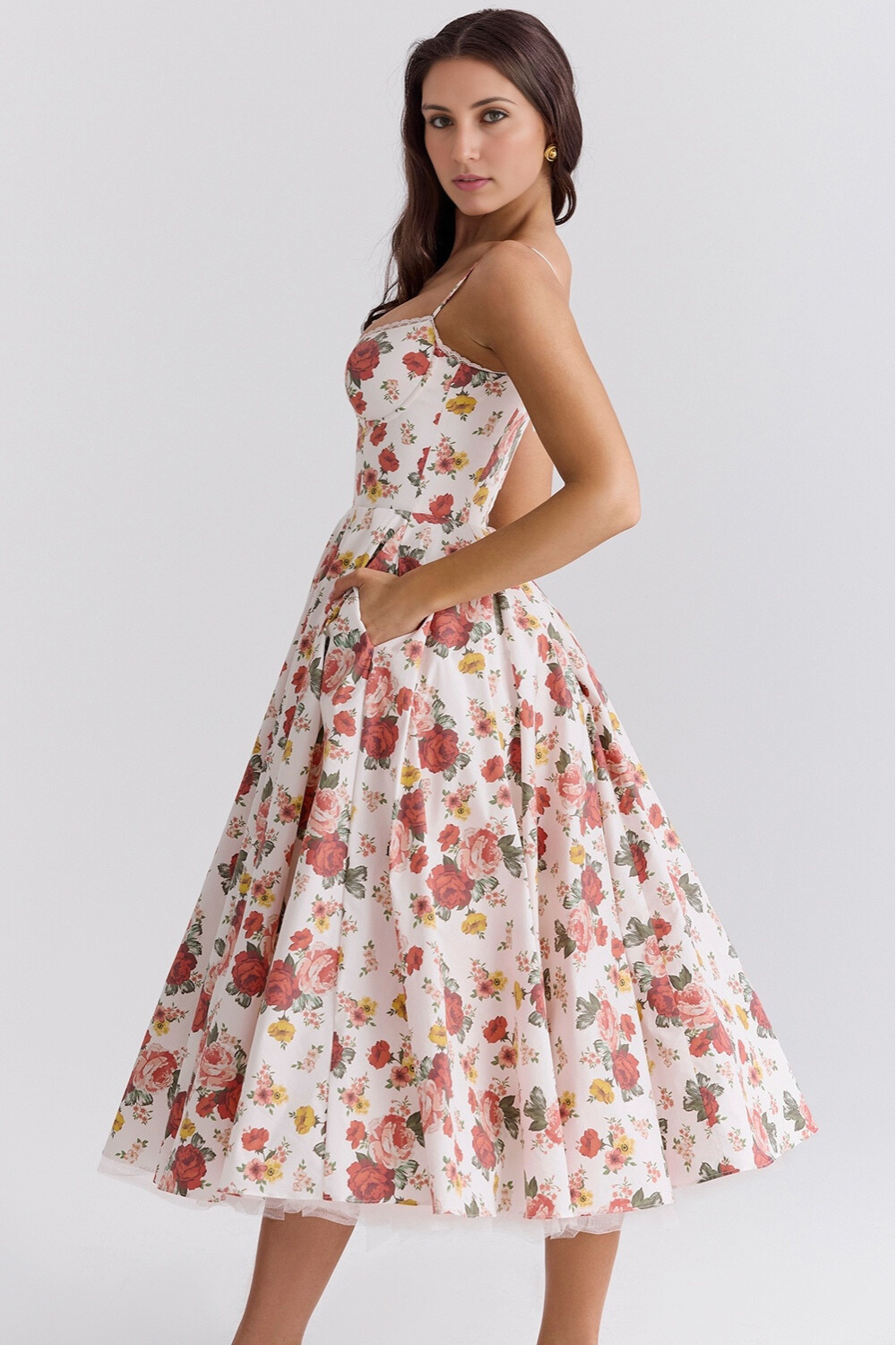 Giacinta Petrilli™ Abito midi con gonna in tulle e spalline regolabili