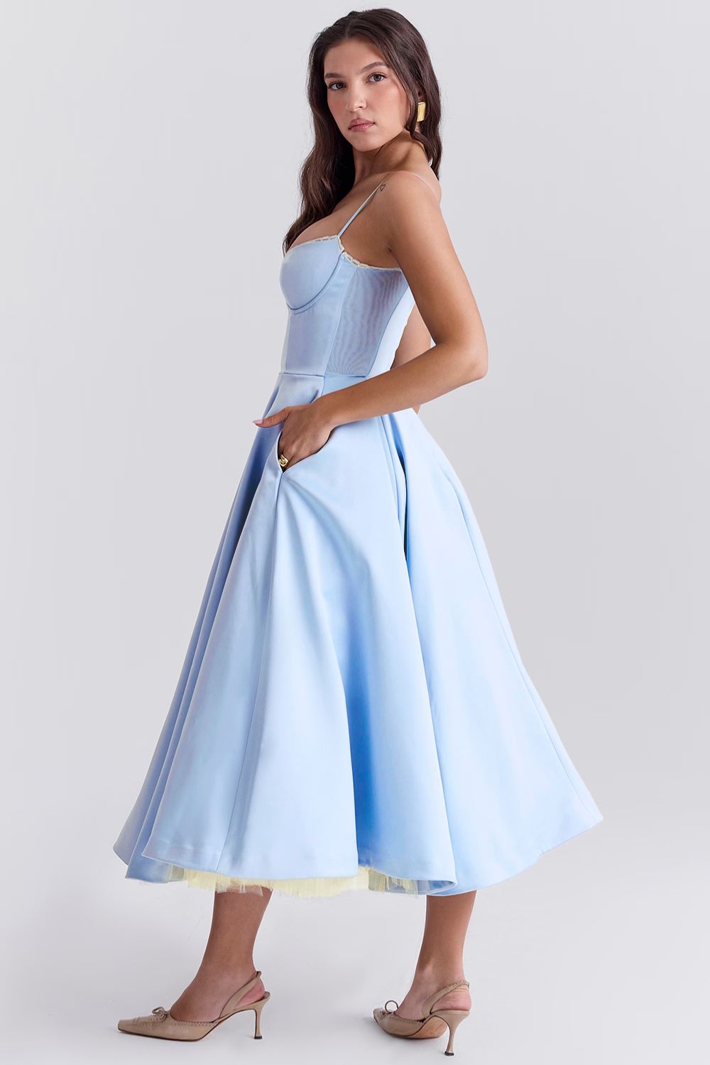 Giacinta Petrilli™ Abito midi con gonna in tulle e spalline regolabili