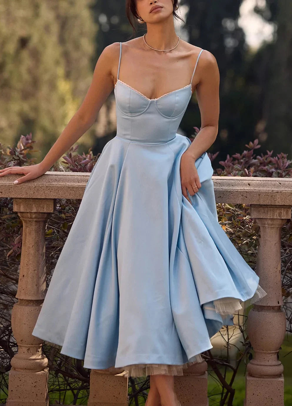 Giacinta Petrilli™ Abito midi con gonna in tulle e spalline regolabili