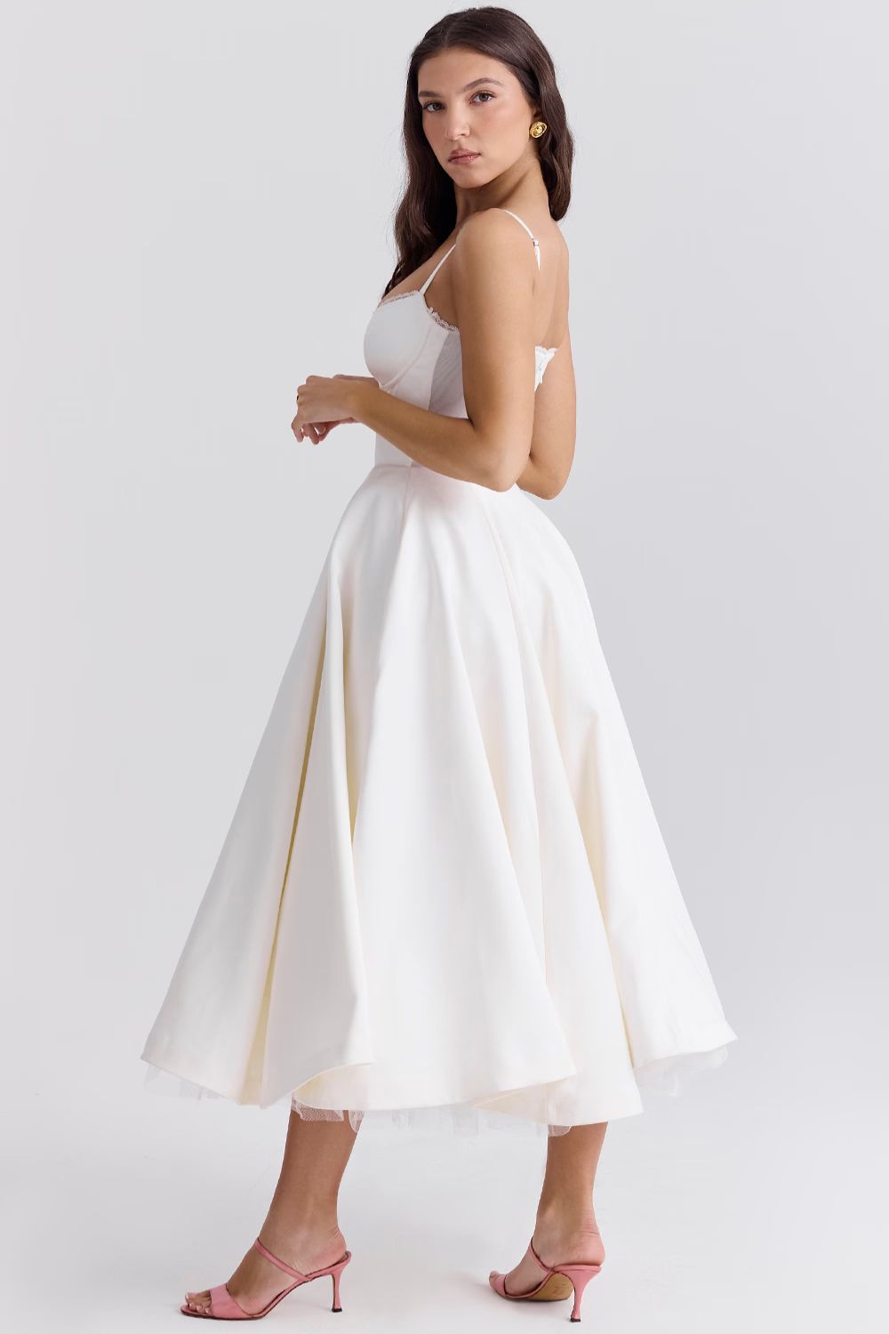 Giacinta Petrilli™ Abito midi con gonna in tulle e spalline regolabili