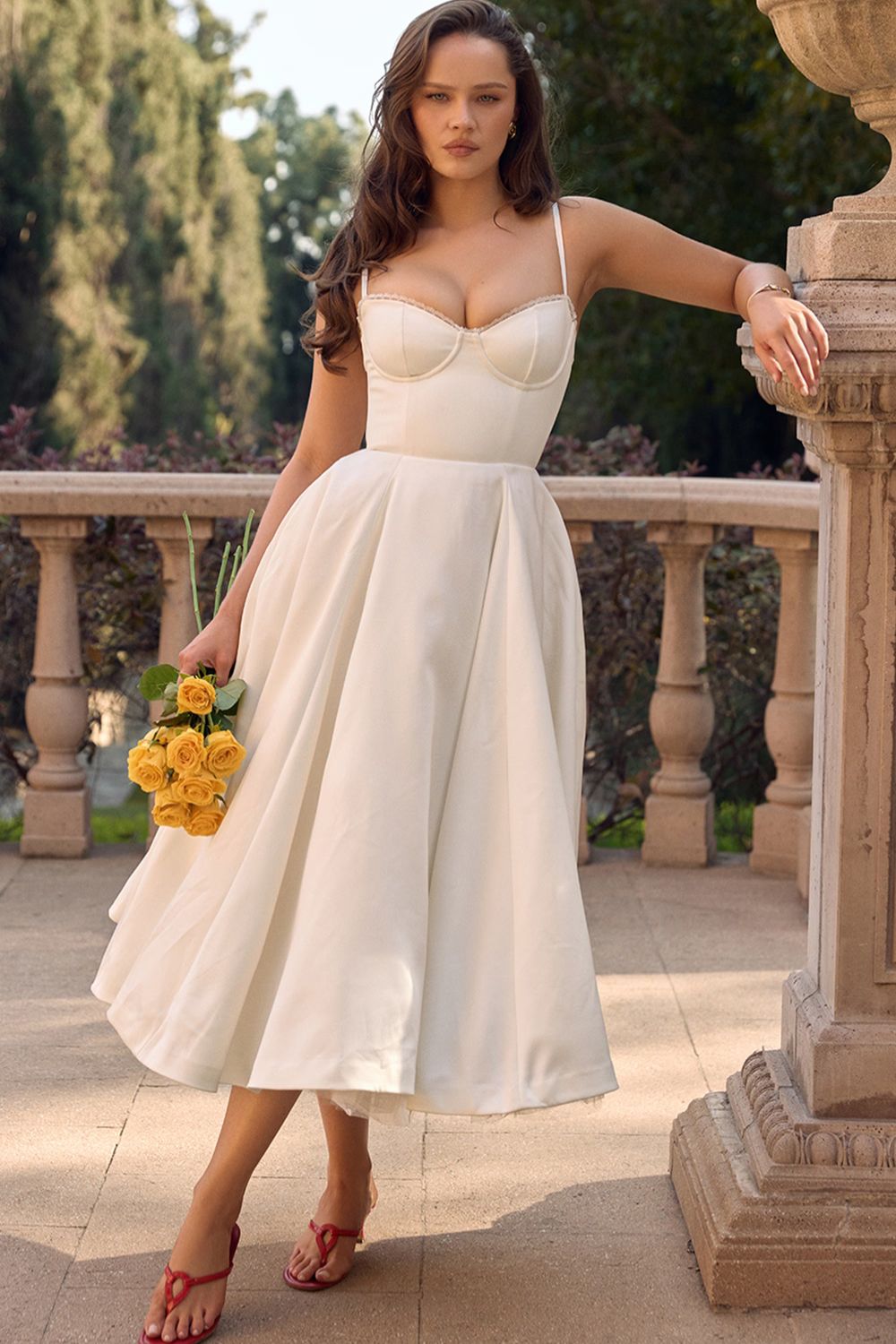 Giacinta Petrilli™ Abito midi con gonna in tulle e spalline regolabili