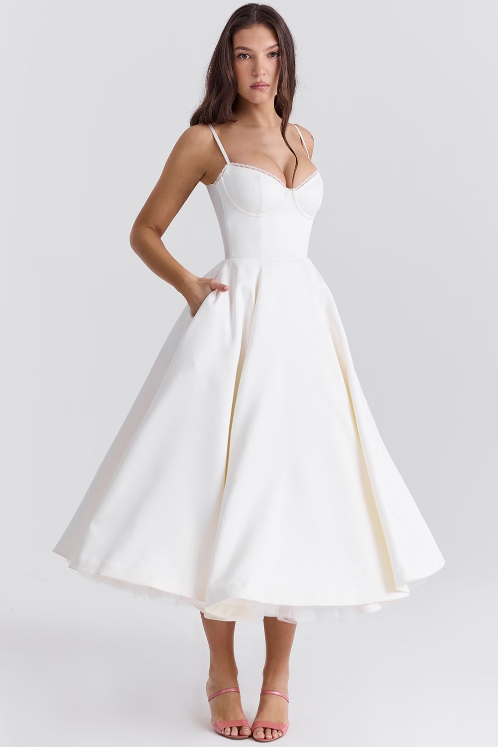 Giacinta Petrilli™ Abito midi con gonna in tulle e spalline regolabili