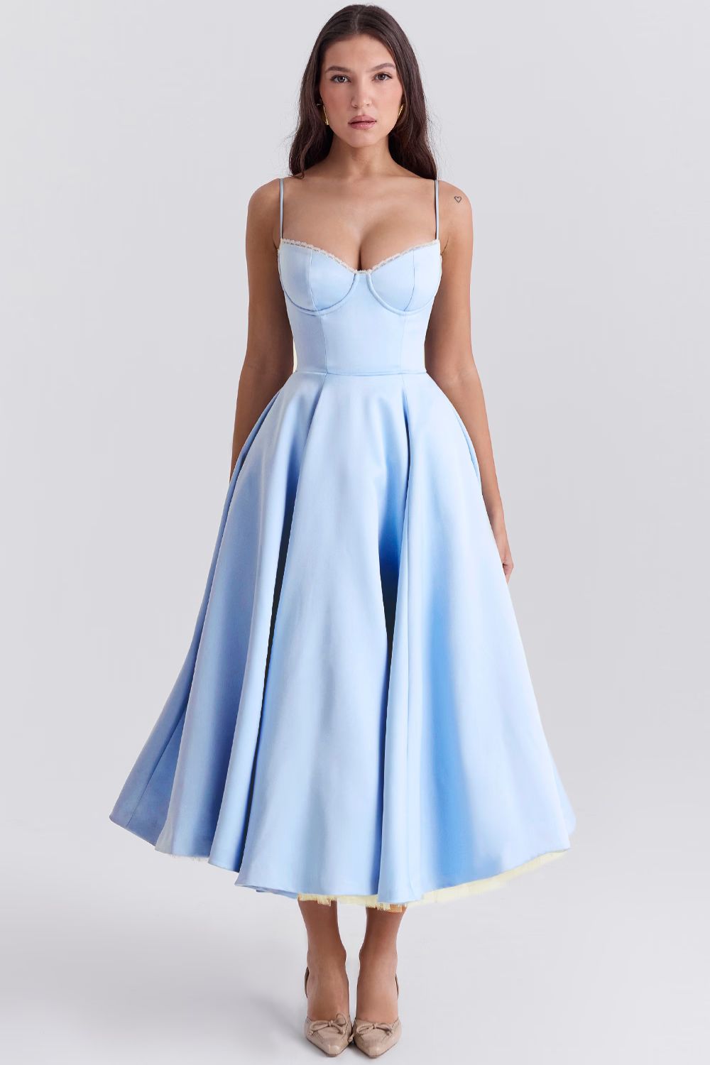 Giacinta Petrilli™ Abito midi con gonna in tulle e spalline regolabili