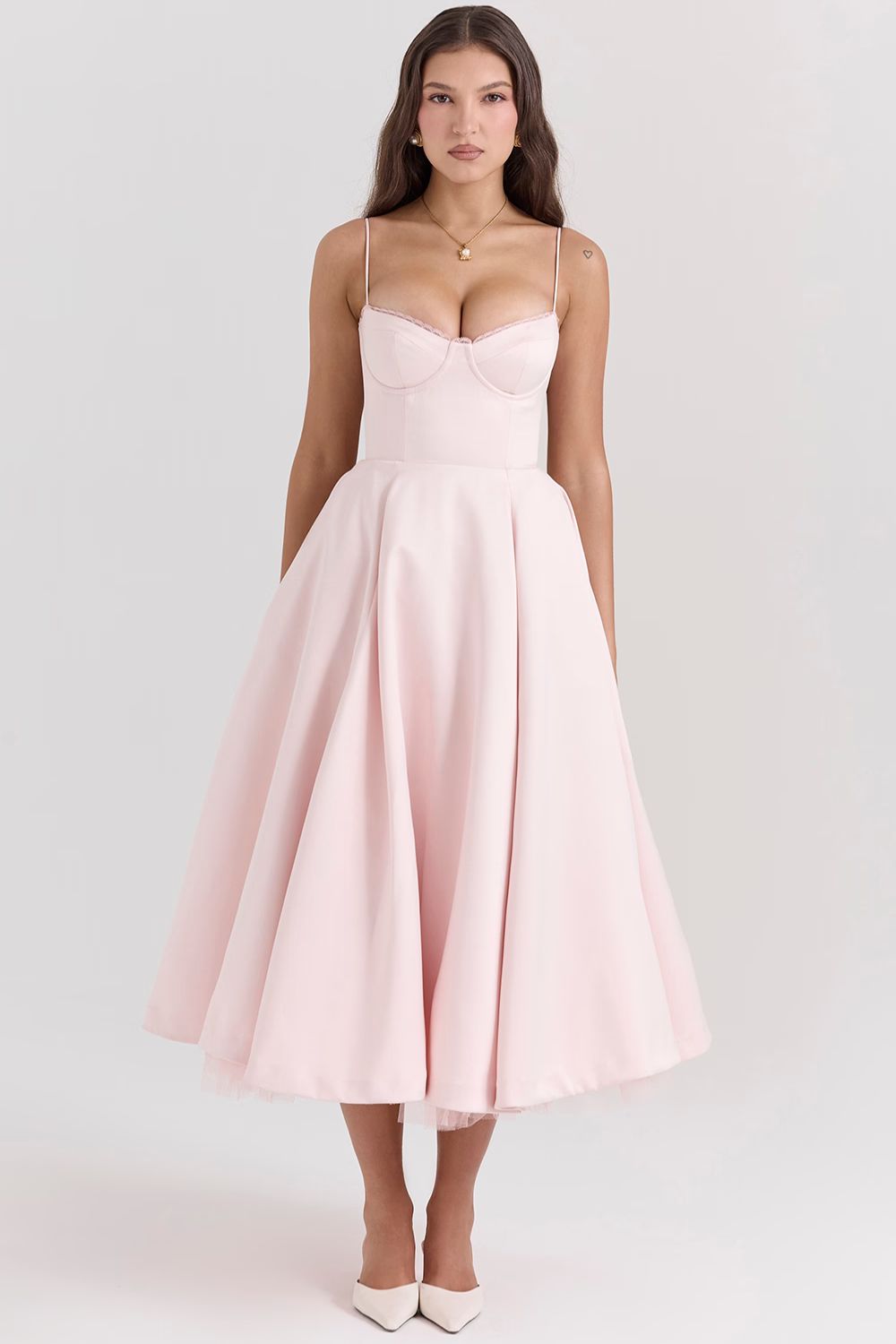 Giacinta Petrilli™ Abito midi con gonna in tulle e spalline regolabili