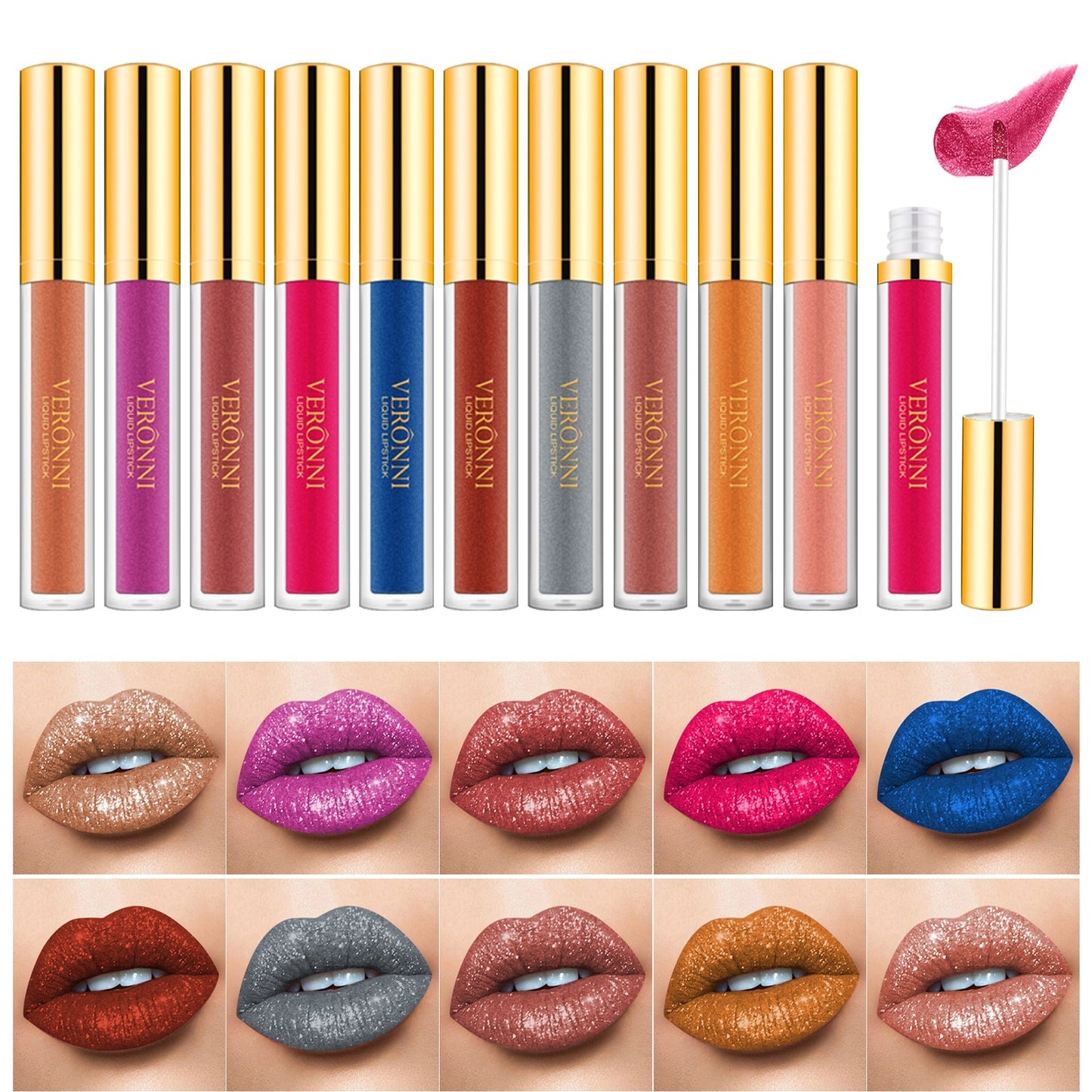 GlossiFlex™ Rossetto liquido metallizzato con glitter diamantati