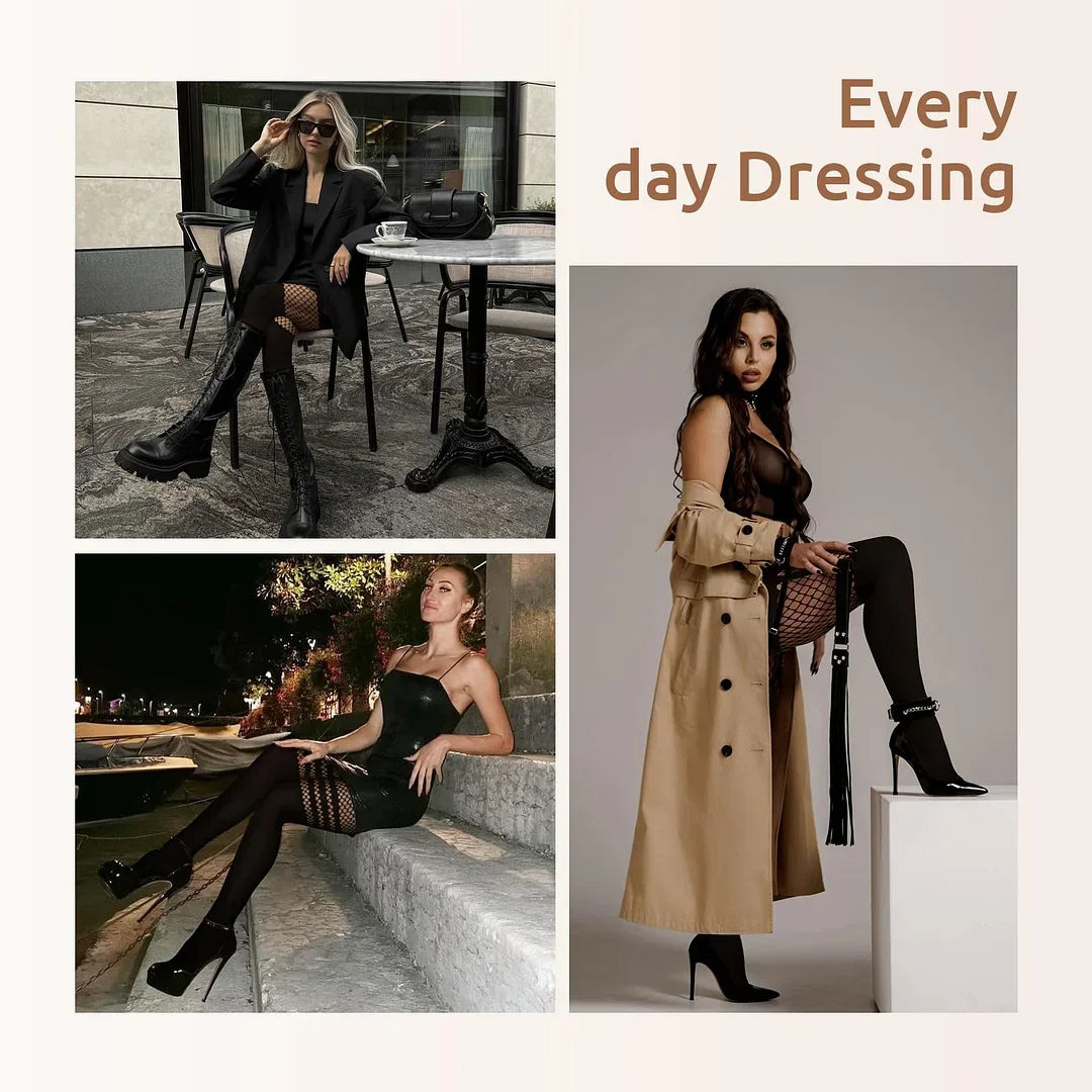 Grazia Frisone™ Calze autoreggenti sexy a rete da donna fino alla coscia