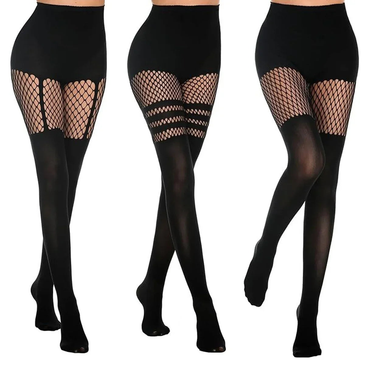 Grazia Frisone™ Calze autoreggenti sexy a rete da donna fino alla coscia