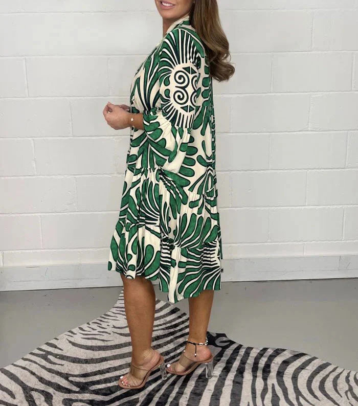 Grazielle™ Abito ampio casual con stampa floreale con scollo a V