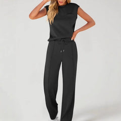 Ilda Taglieri™ Completo da donna composto da top senza maniche e pantaloni con coulisse, 2 pezzi