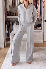 Ivetta Madia™ Set da donna in due pezzi con scollo a V e pantaloni