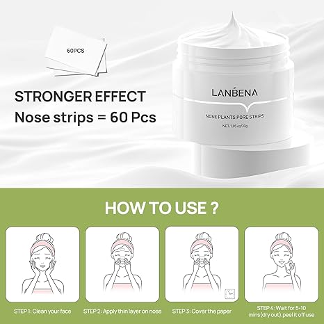 LANBENA™ Maschera esfoliante per la rimozione dei punti neri con 60 strisce