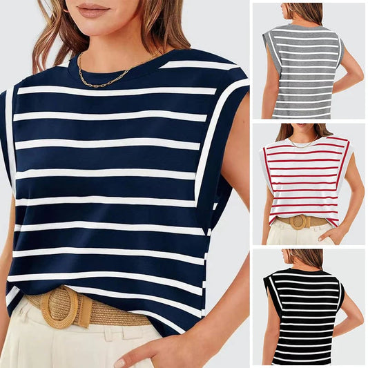 Liana Calo™ Blusa casual senza maniche a righe da donna