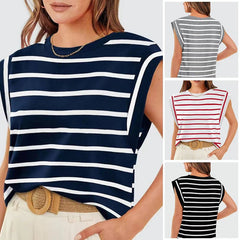 Liana Calo™ Blusa casual senza maniche a righe da donna
