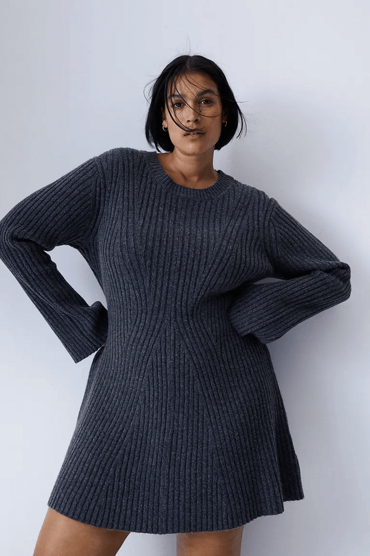 Linda Croce™ Abito a maniche lunghe in maglia a coste