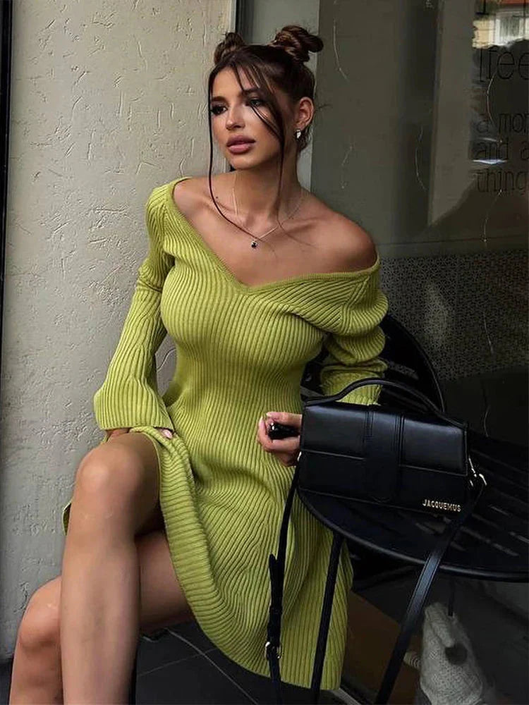 Linda Croce™ Abito a maniche lunghe in maglia a coste