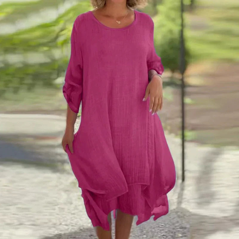 Lisa Vincenzo™ Abito elegante con scollo rotondo e vestibilità ampia