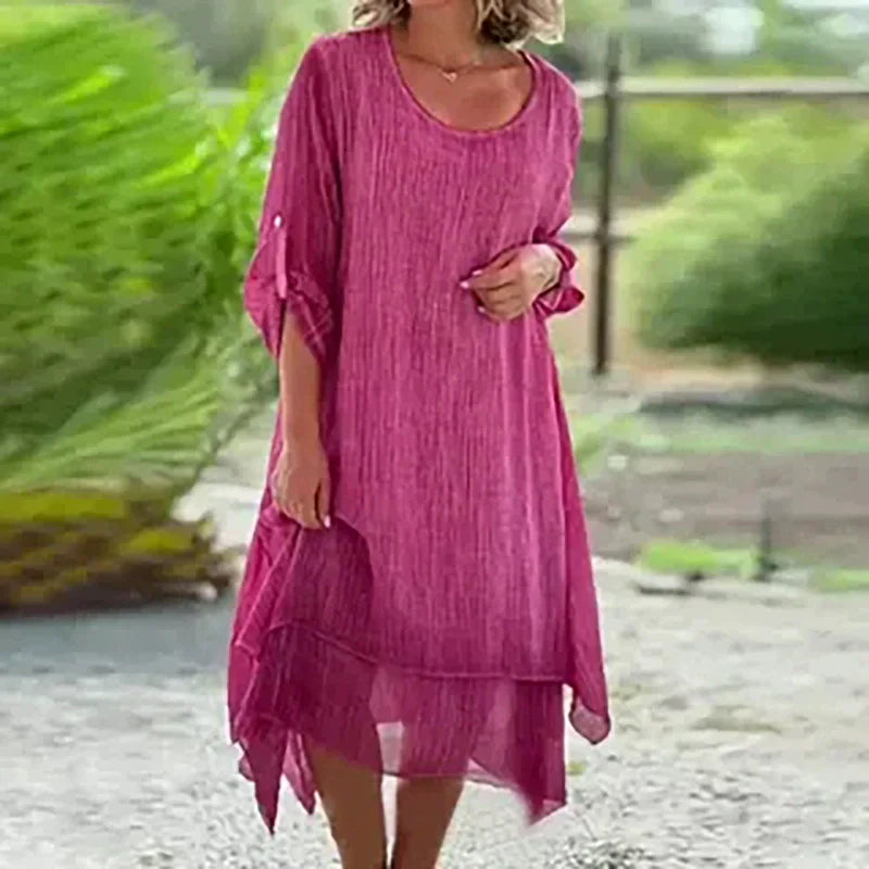 Lisa Vincenzo™ Abito elegante con scollo rotondo e vestibilità ampia