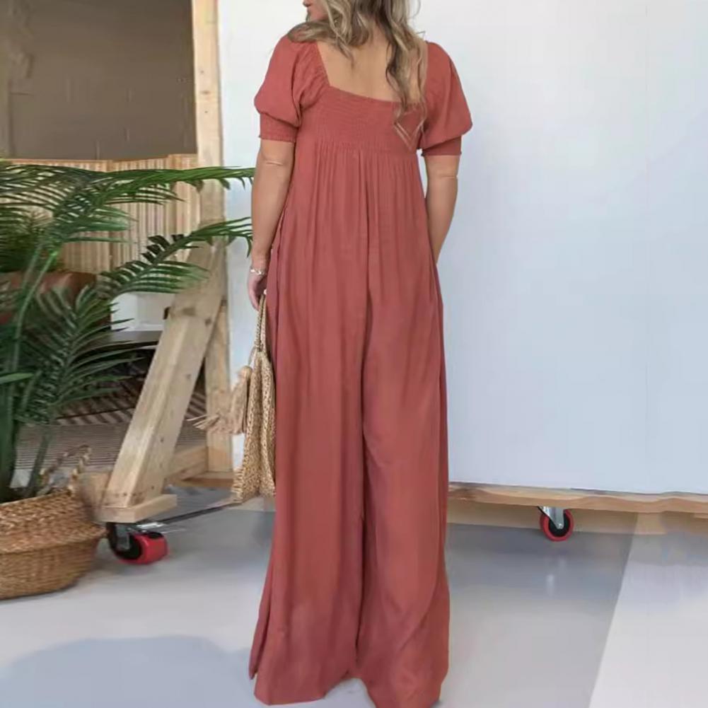 Luisa Gregori™ Tuta da donna con scollo quadrato e corpino arricciato con bottoni