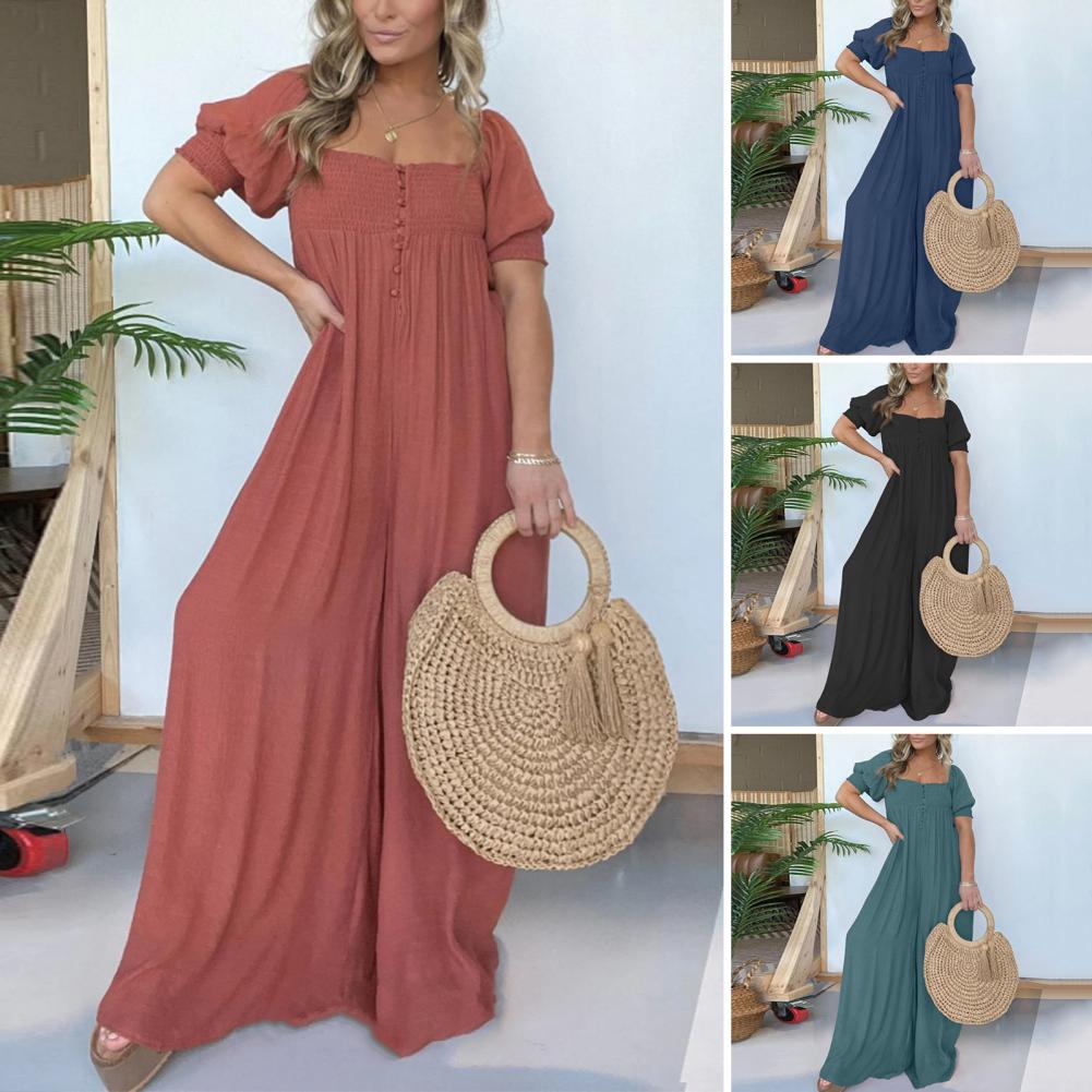 Luisa Gregori™ Tuta da donna con scollo quadrato e corpino arricciato con bottoni