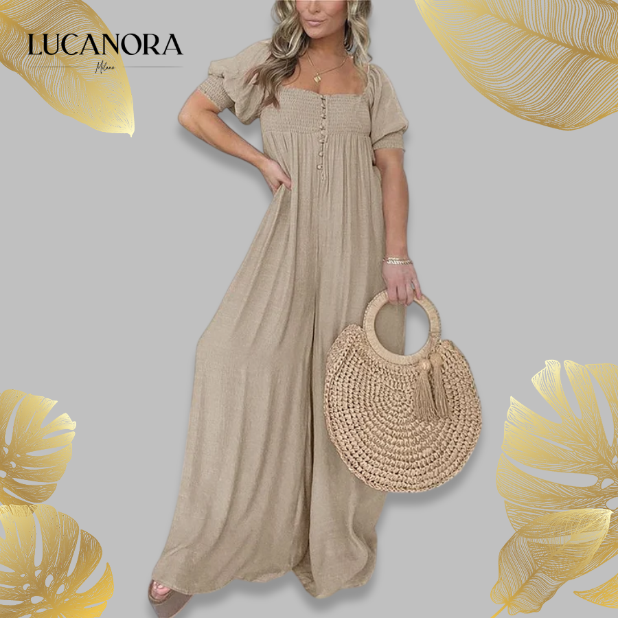 Luisa Gregori™ Tuta da donna con scollo quadrato e corpino arricciato con bottoni