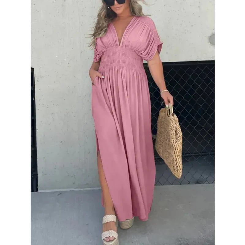 Magali Lucas™ Abito in chiffon con scollo a V e vita fissa