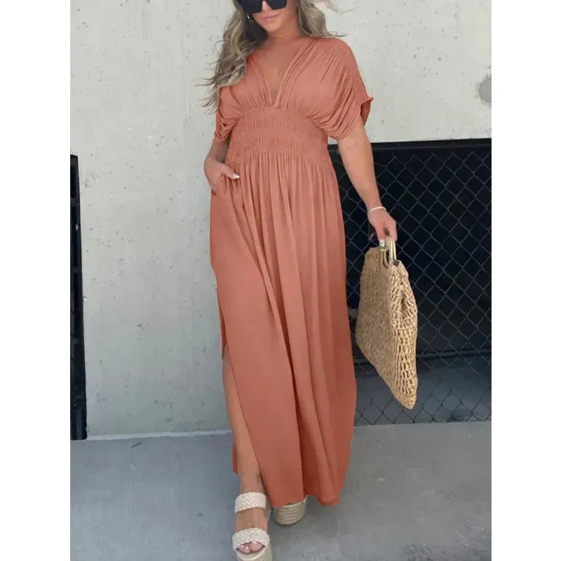 Magali Lucas™ Abito in chiffon con scollo a V e vita fissa