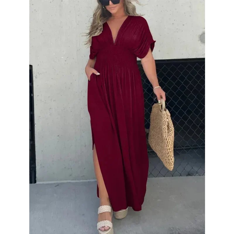 Magali Lucas™ Abito in chiffon con scollo a V e vita fissa